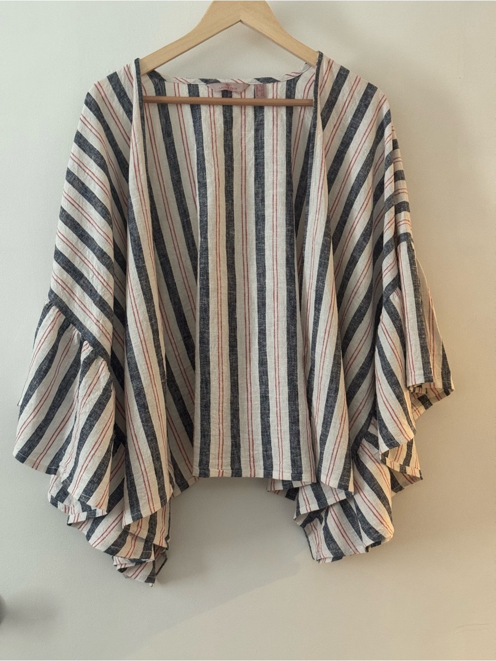 Laurie Felt Striped Linen Blend Boho Kimono Cardigan XXL